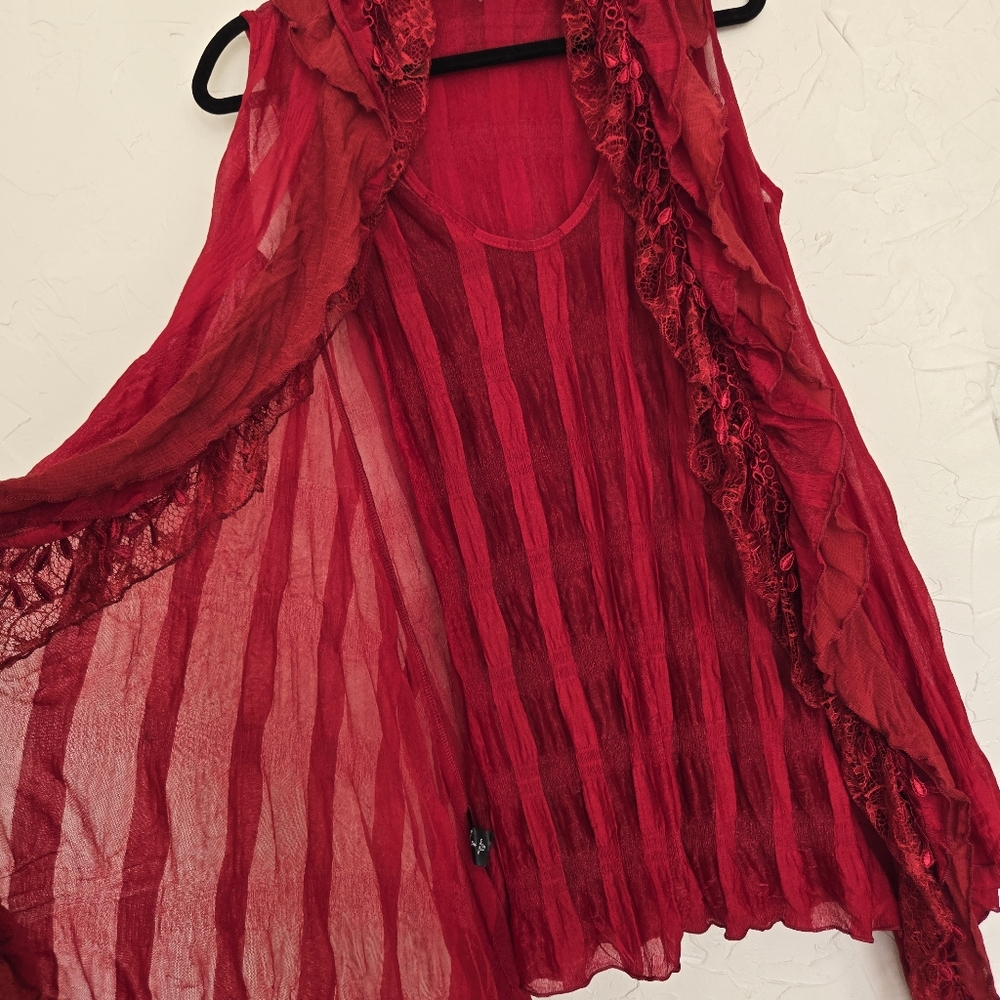 Pretty Angel Lacy Ruffle Whimsy Layered Top, S - Picture 5 of 12